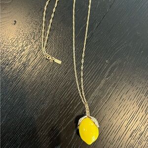 Kate Spade Lemon Pendant Necklace – Yellow Enamel & Crystal Leaves